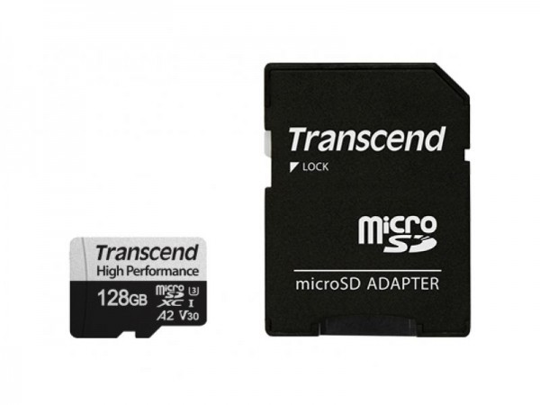 Transcend MicroSD/SDXC Card 128GB with adapter for sat nav, Dashcam Actioncam